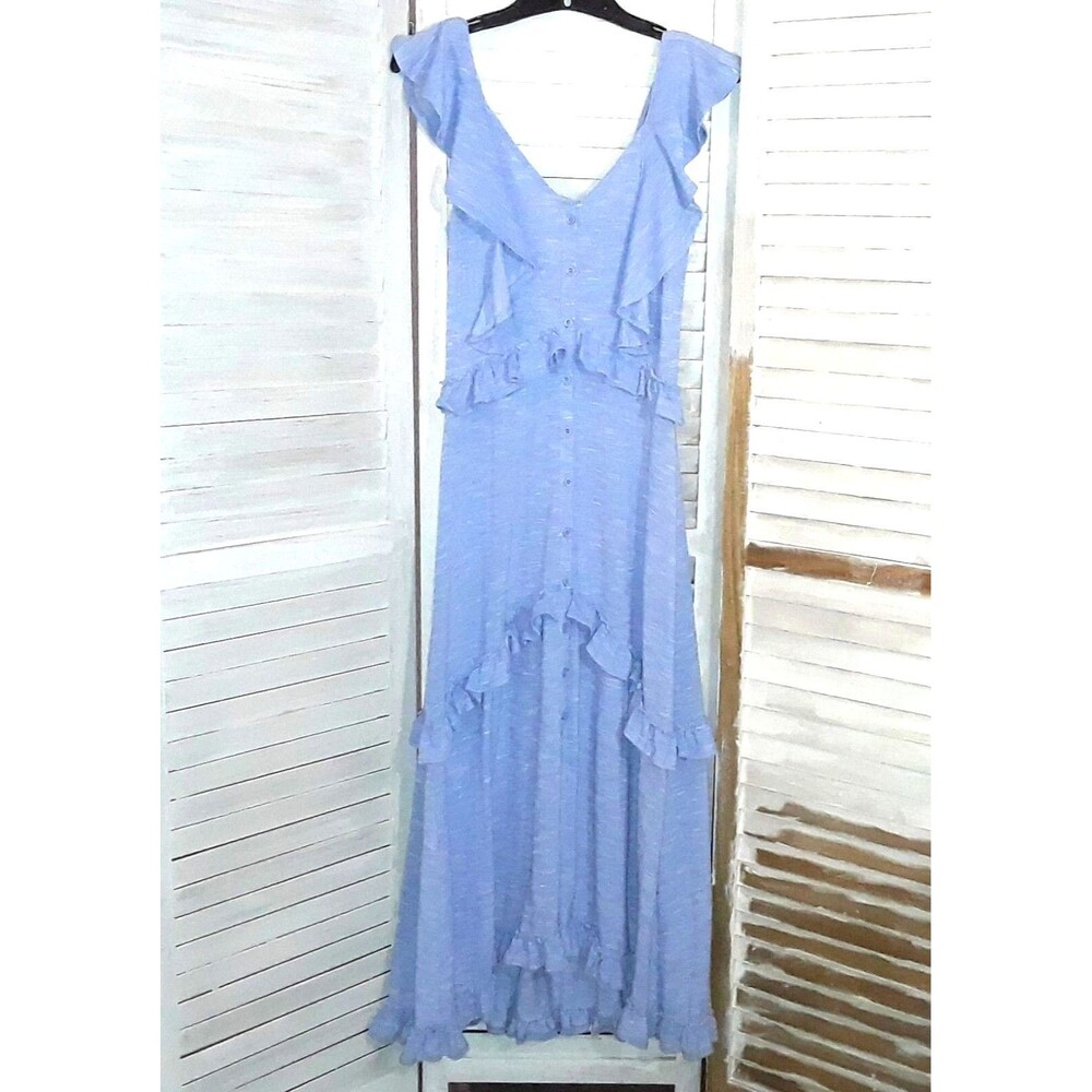Emelia Ruffled Tiered Maxi Dress Size XS Sleeveless Full Button Front